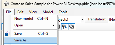Tabular Editor: File menu, Save As